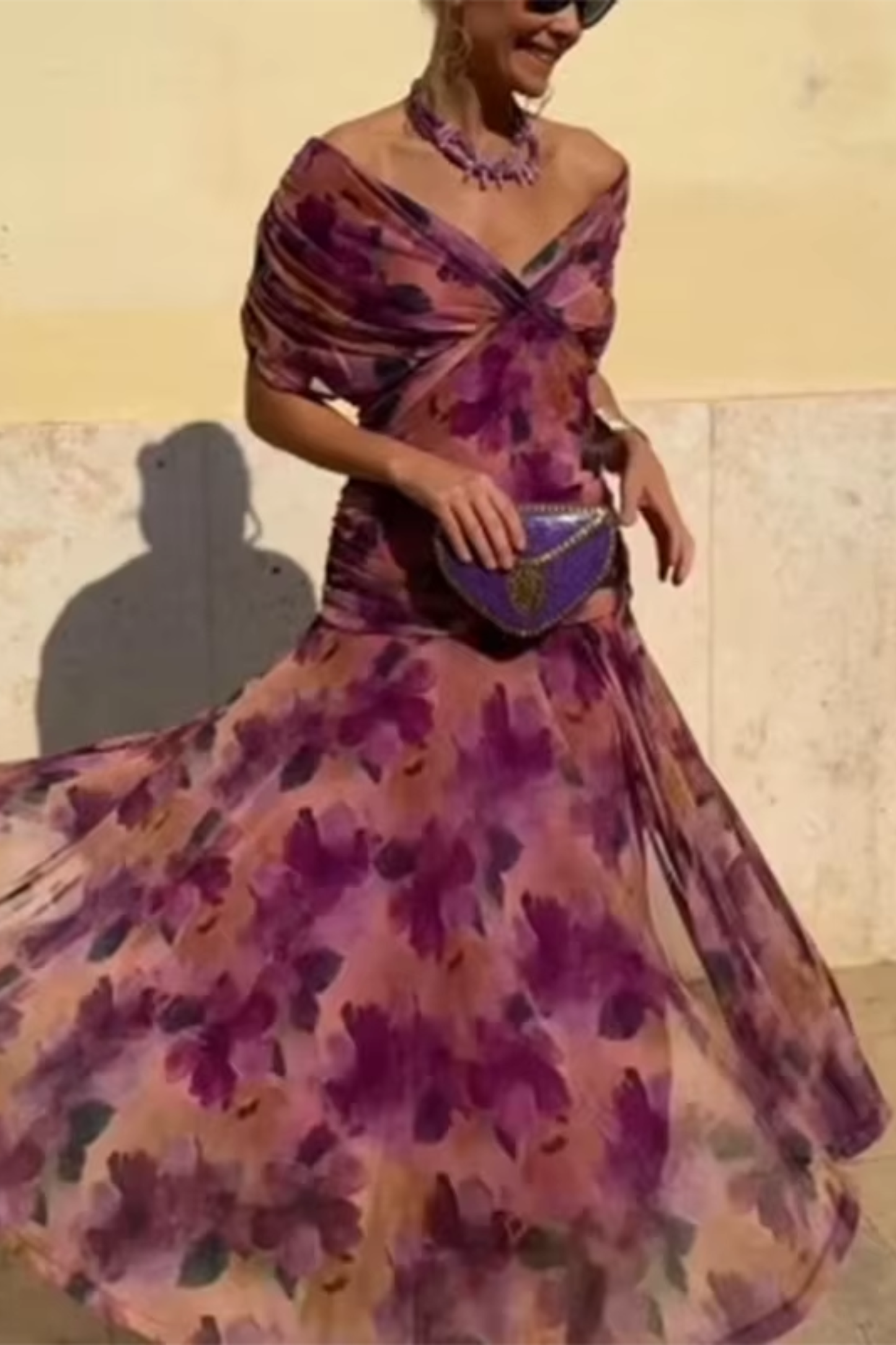 LUISA | VESTIDO MAXI DE FIESTA ELEGANTE CON CUELLO EN V