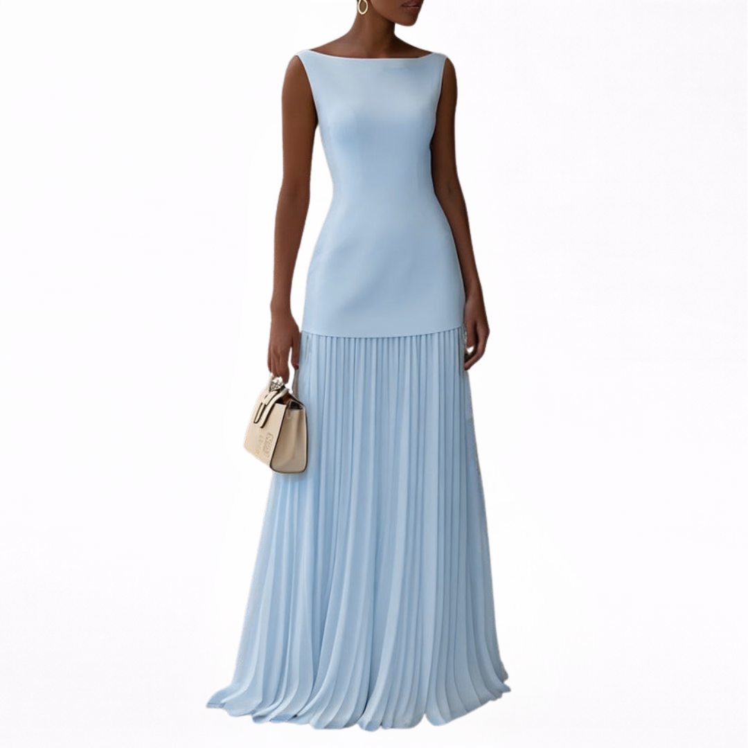 CELESTE | VESTIDO MAXI PLISADO