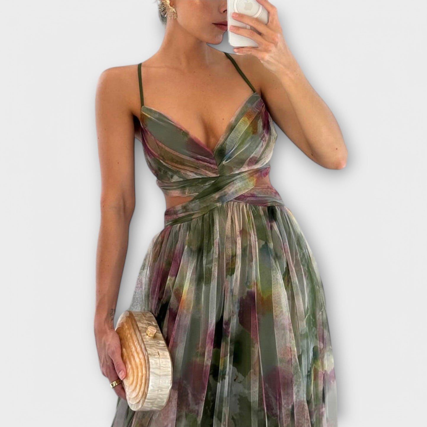 AURORA | VESTIDO LARGO ESTAMPADO Y CORTE ENVOLVENTE