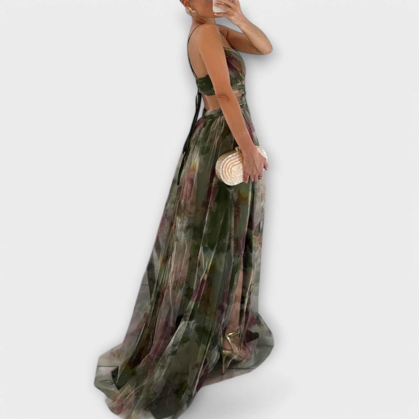 AURORA | VESTIDO LARGO ESTAMPADO Y CORTE ENVOLVENTE