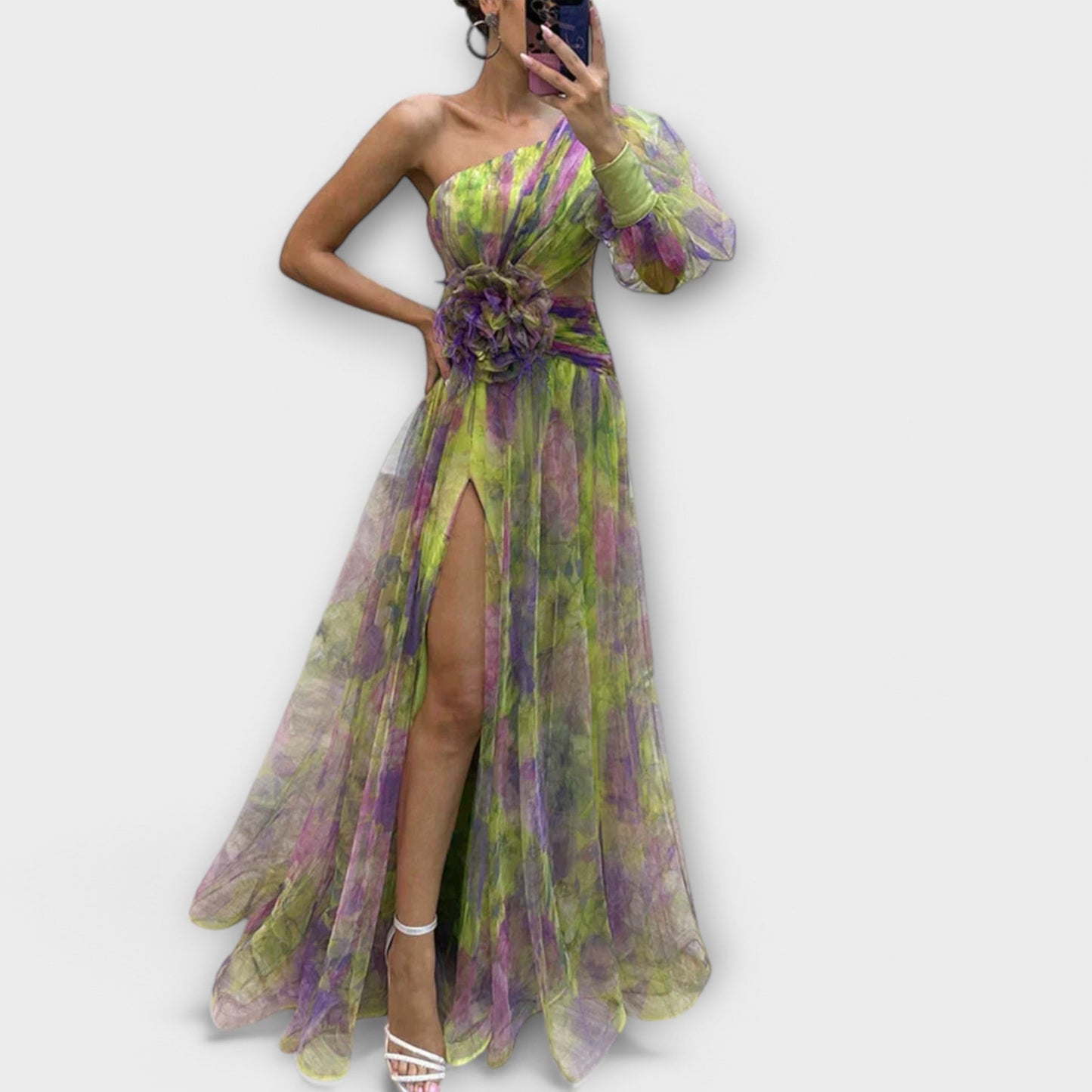 ISABELA | VESTIDO ASIMÉTRICO DE TUL CON DETALLE ESCULTURAL