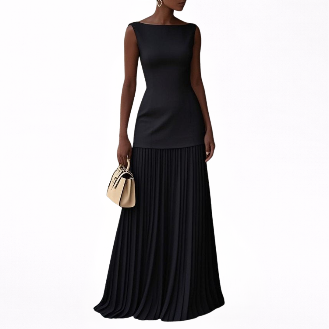 CELESTE | VESTIDO MAXI PLISADO
