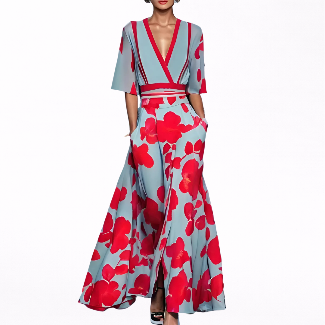VALENTINA | VESTIDO MAXI ELEGANTE CON ESCOTE PROFUNDO