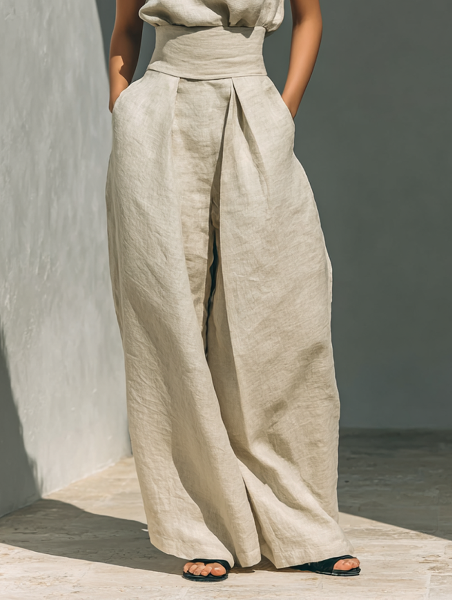MARÍA - CONJUNTO DE CAMISETA SIN MANGAS Y PANTALONES ANCHOS