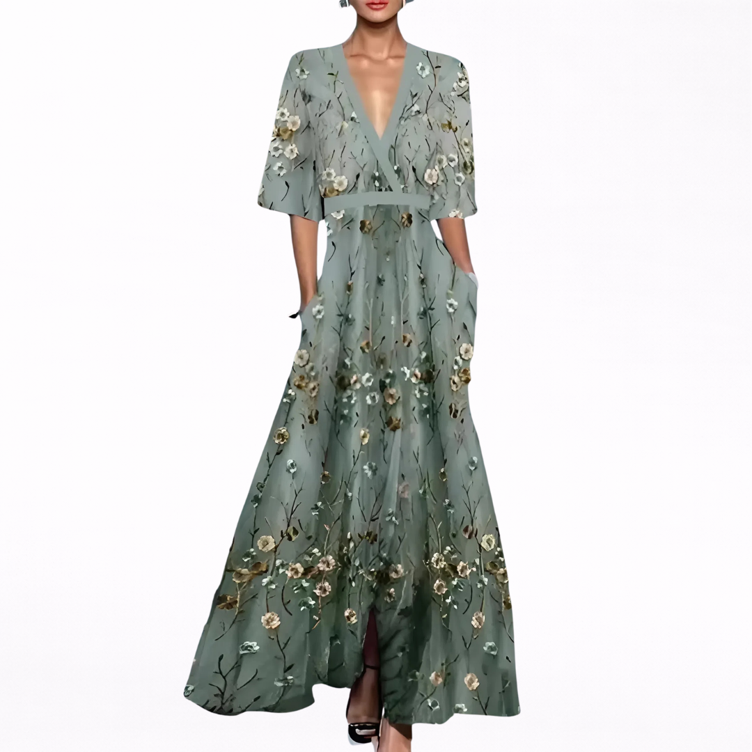 VALENTINA | VESTIDO MAXI ELEGANTE CON ESCOTE PROFUNDO