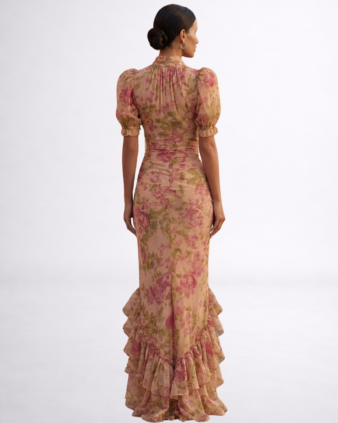 ROSARIO | VESTIDO LARGO FLORAL EN CHIFÓN