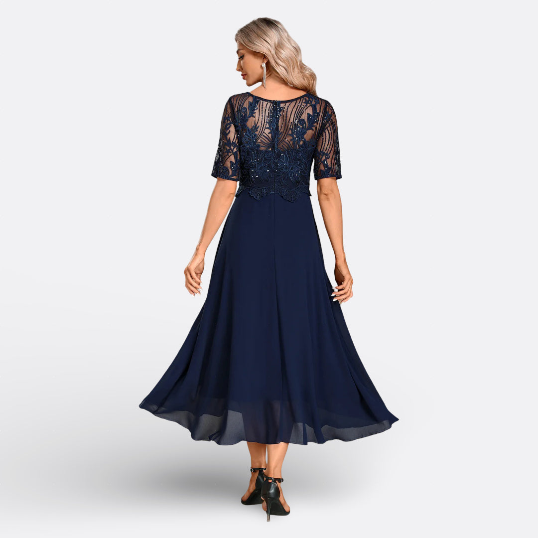 MARIANA - VESTIDO DE ENCAJE CON MANGAS CORTAS