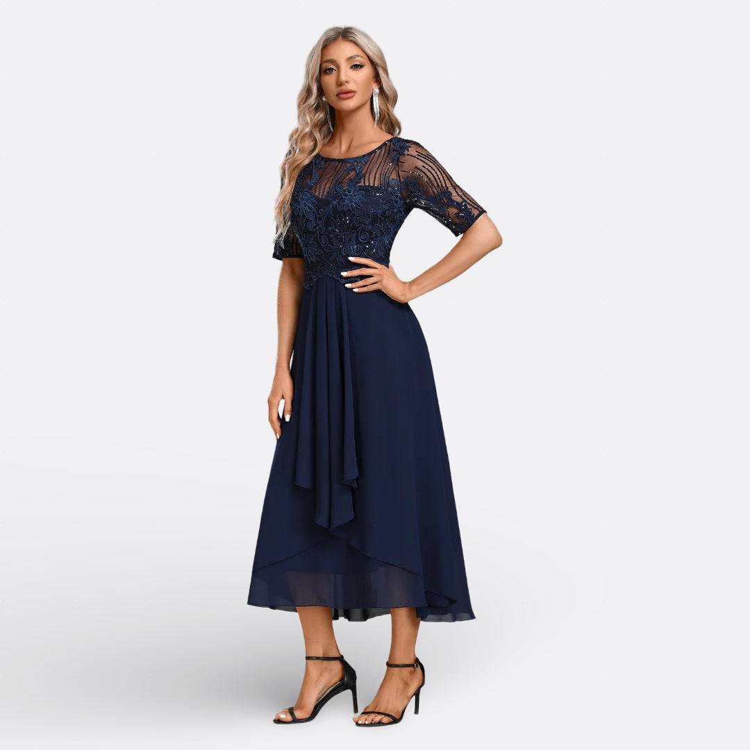 MARIANA - VESTIDO DE ENCAJE CON MANGAS CORTAS