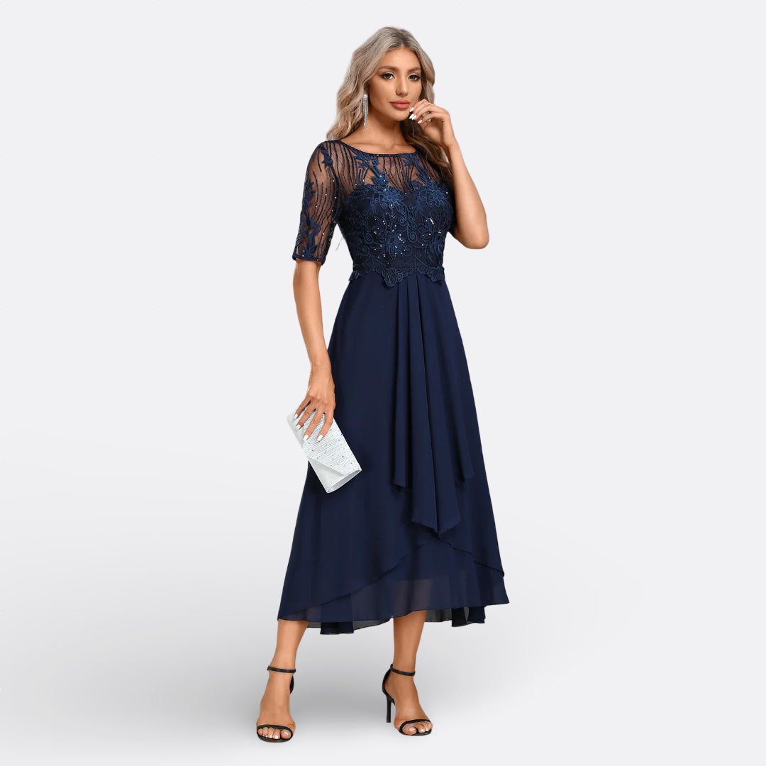 MARIANA - VESTIDO DE ENCAJE CON MANGAS CORTAS