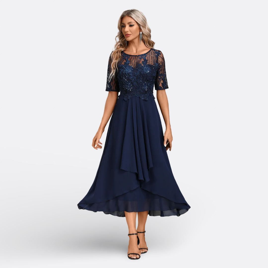 MARIANA - VESTIDO DE ENCAJE CON MANGAS CORTAS