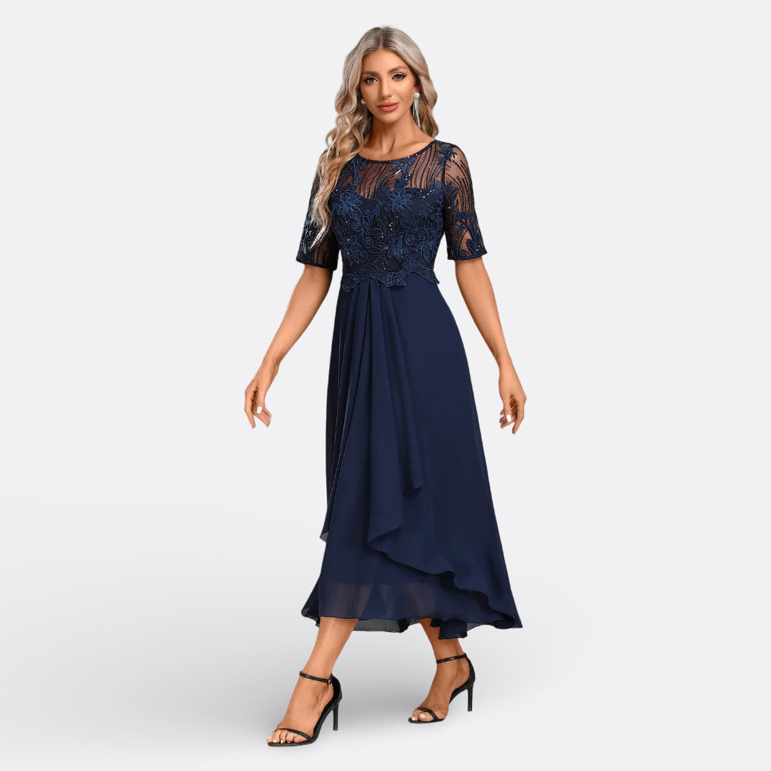 MARIANA - VESTIDO DE ENCAJE CON MANGAS CORTAS