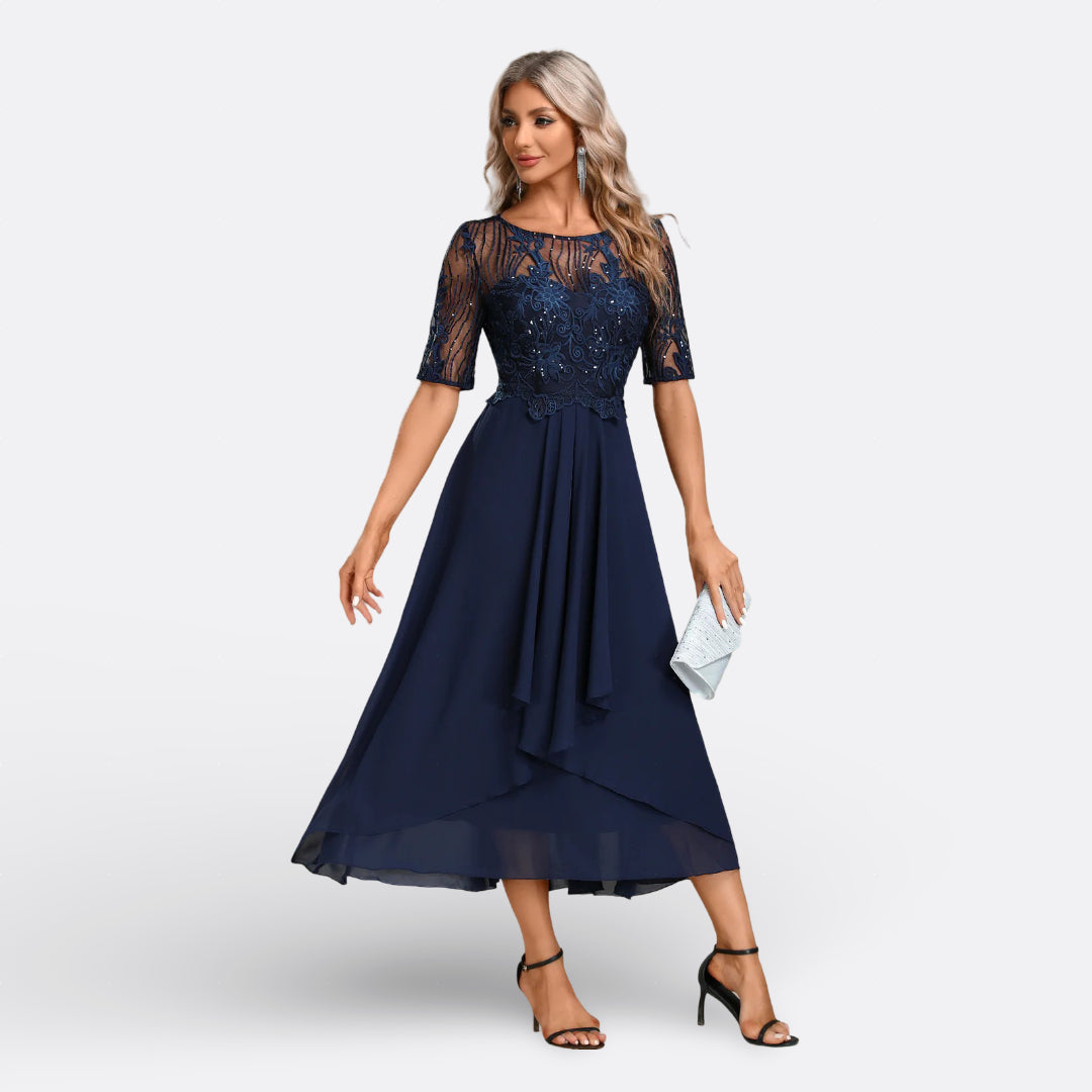 MARIANA - VESTIDO DE ENCAJE CON MANGAS CORTAS