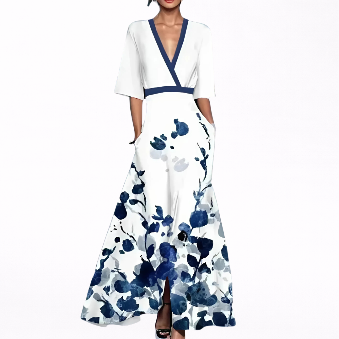 VALENTINA | VESTIDO MAXI ELEGANTE CON ESCOTE PROFUNDO