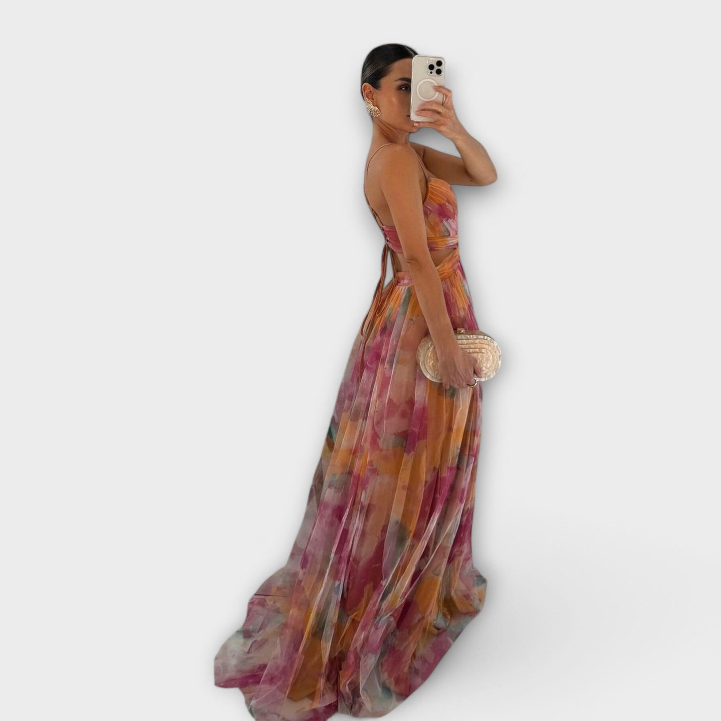 AURORA | VESTIDO LARGO ESTAMPADO Y CORTE ENVOLVENTE