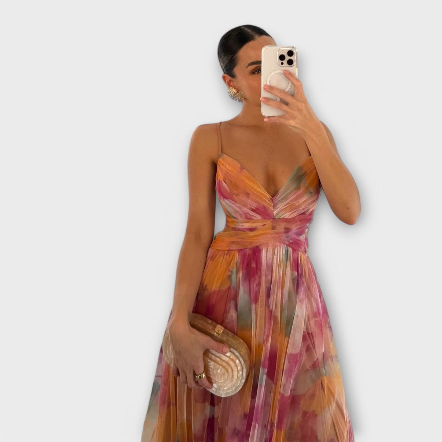 AURORA | VESTIDO LARGO ESTAMPADO Y CORTE ENVOLVENTE