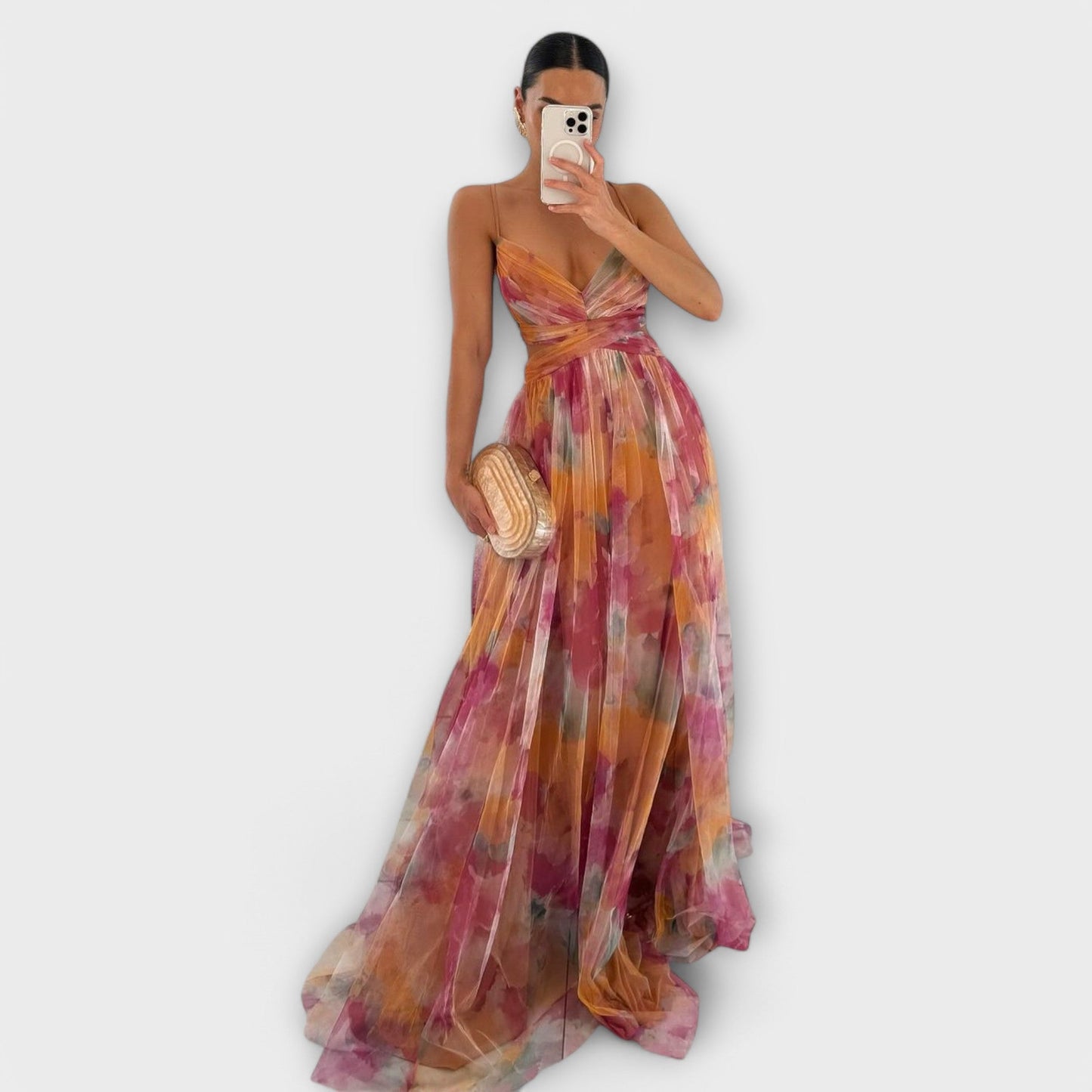 AURORA | VESTIDO LARGO ESTAMPADO Y CORTE ENVOLVENTE