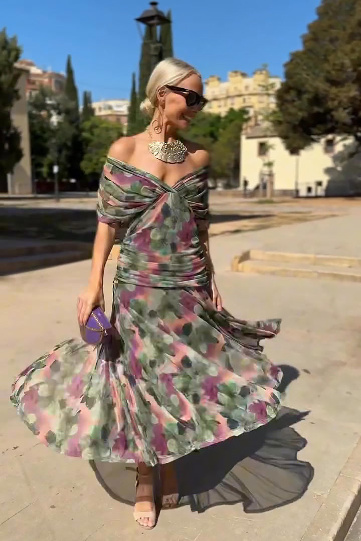 LUISA | VESTIDO MAXI DE FIESTA ELEGANTE CON CUELLO EN V