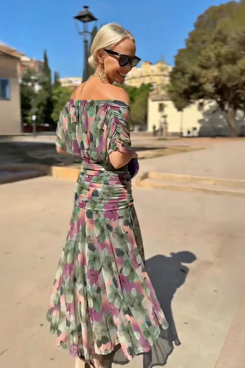 LUISA | VESTIDO MAXI DE FIESTA ELEGANTE CON CUELLO EN V