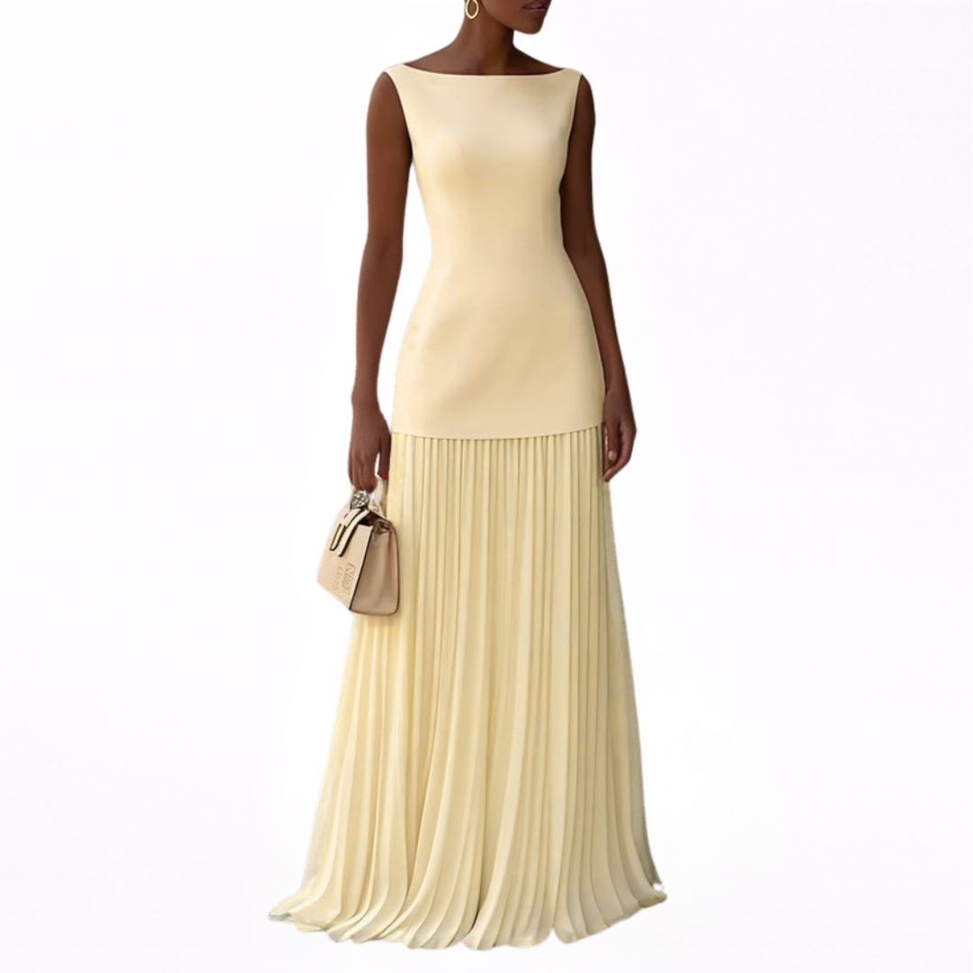 CELESTE | VESTIDO MAXI PLISADO