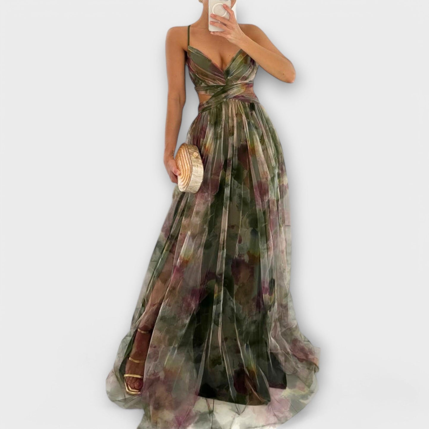 AURORA | VESTIDO LARGO ESTAMPADO Y CORTE ENVOLVENTE