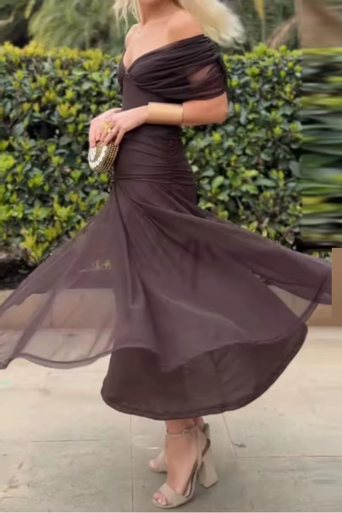 LUISA | VESTIDO MAXI DE FIESTA ELEGANTE CON CUELLO EN V