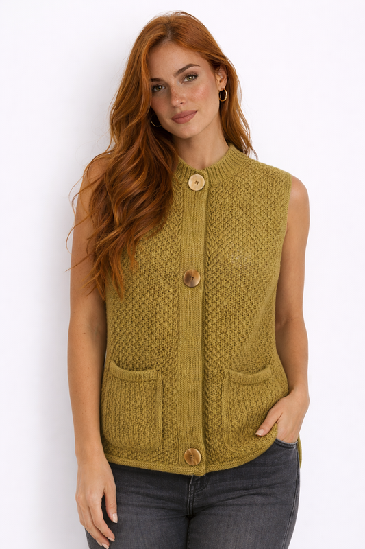 KIVELI | CHALECO DE PUNTO GRUESO CON BOTONES