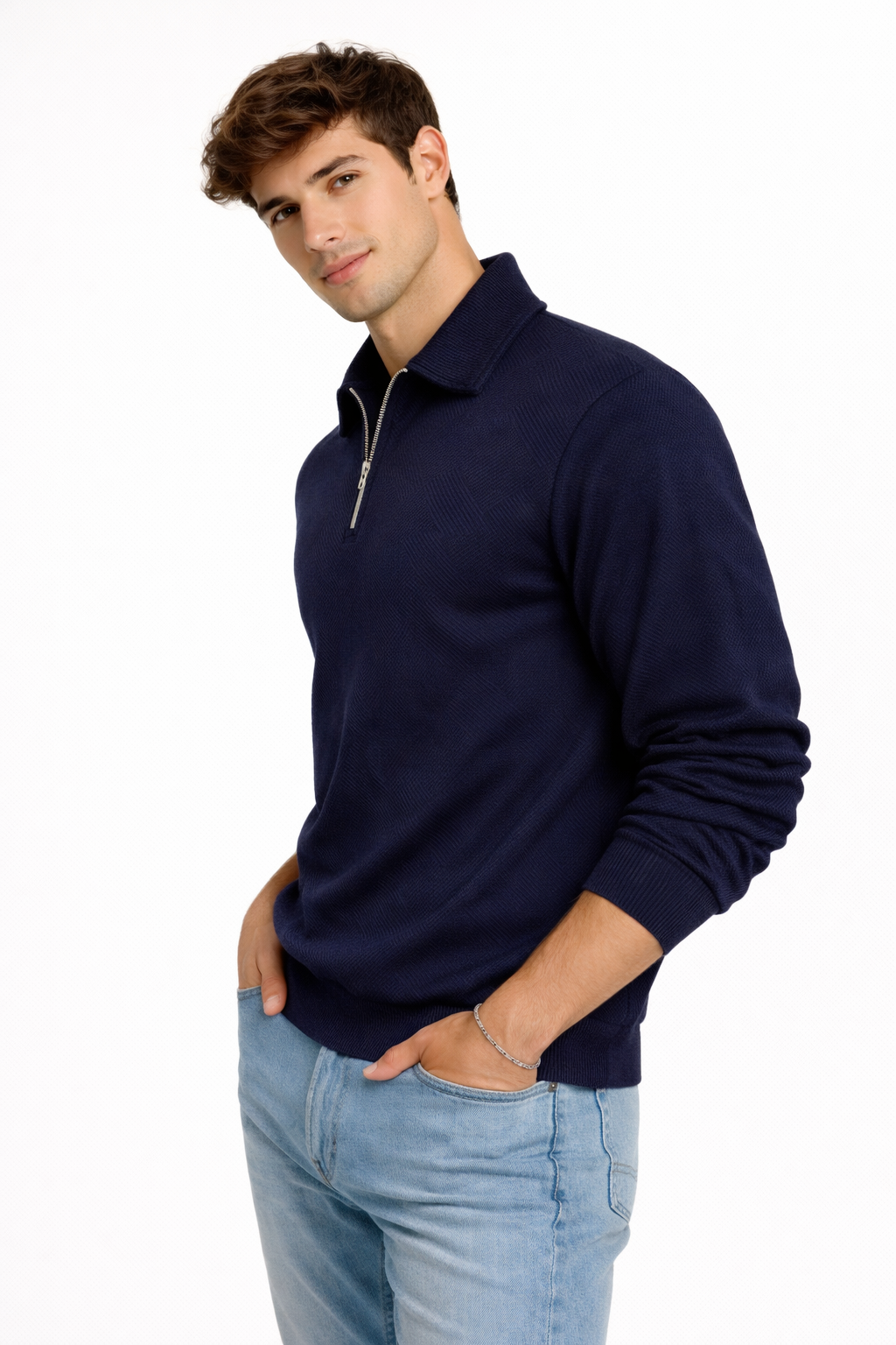 ÁLVARO | SUÉTER DE CREMALLERA CON ESTAMPADO ELEGANTE Y MODERNO