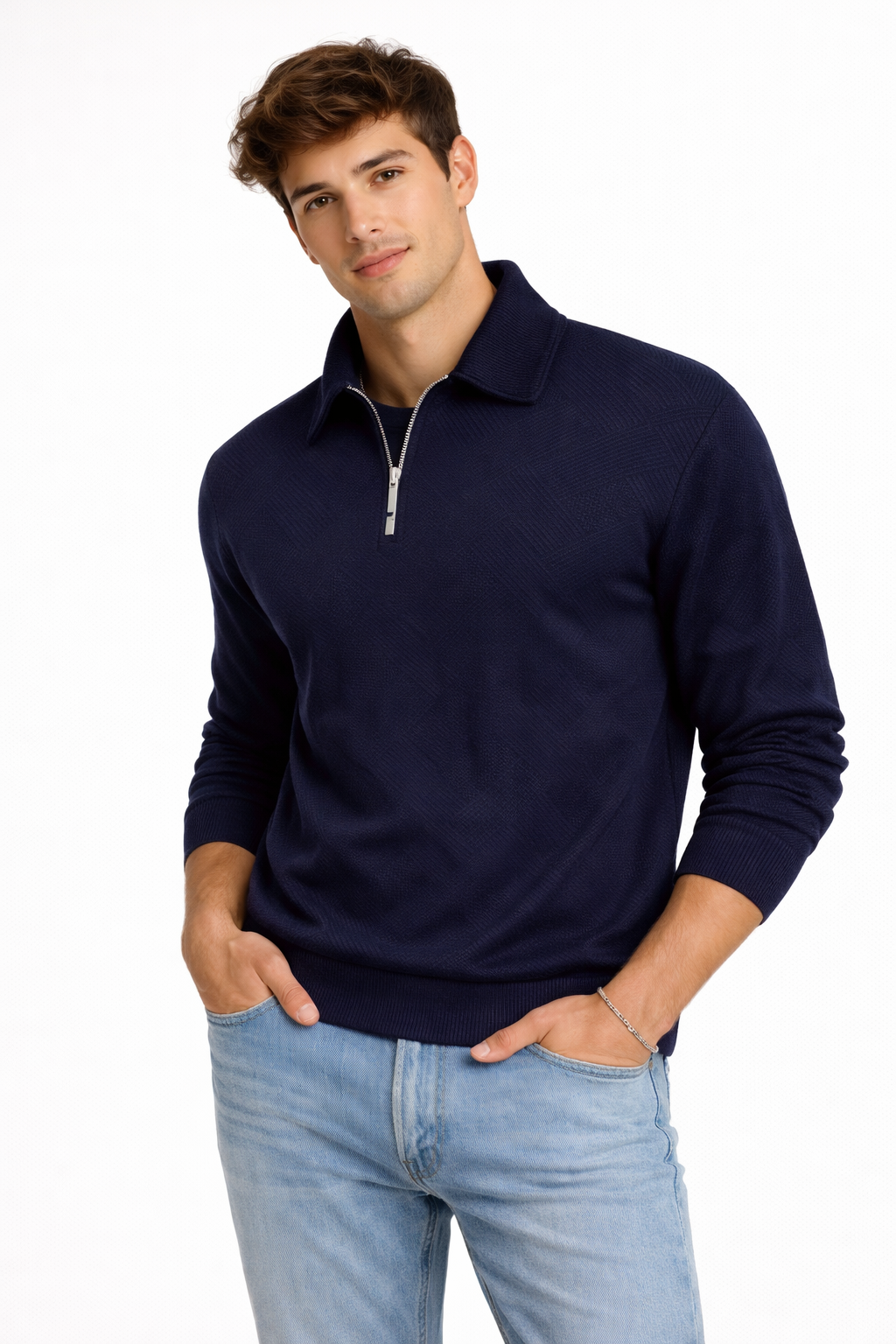 ÁLVARO | SUÉTER DE CREMALLERA CON ESTAMPADO ELEGANTE Y MODERNO