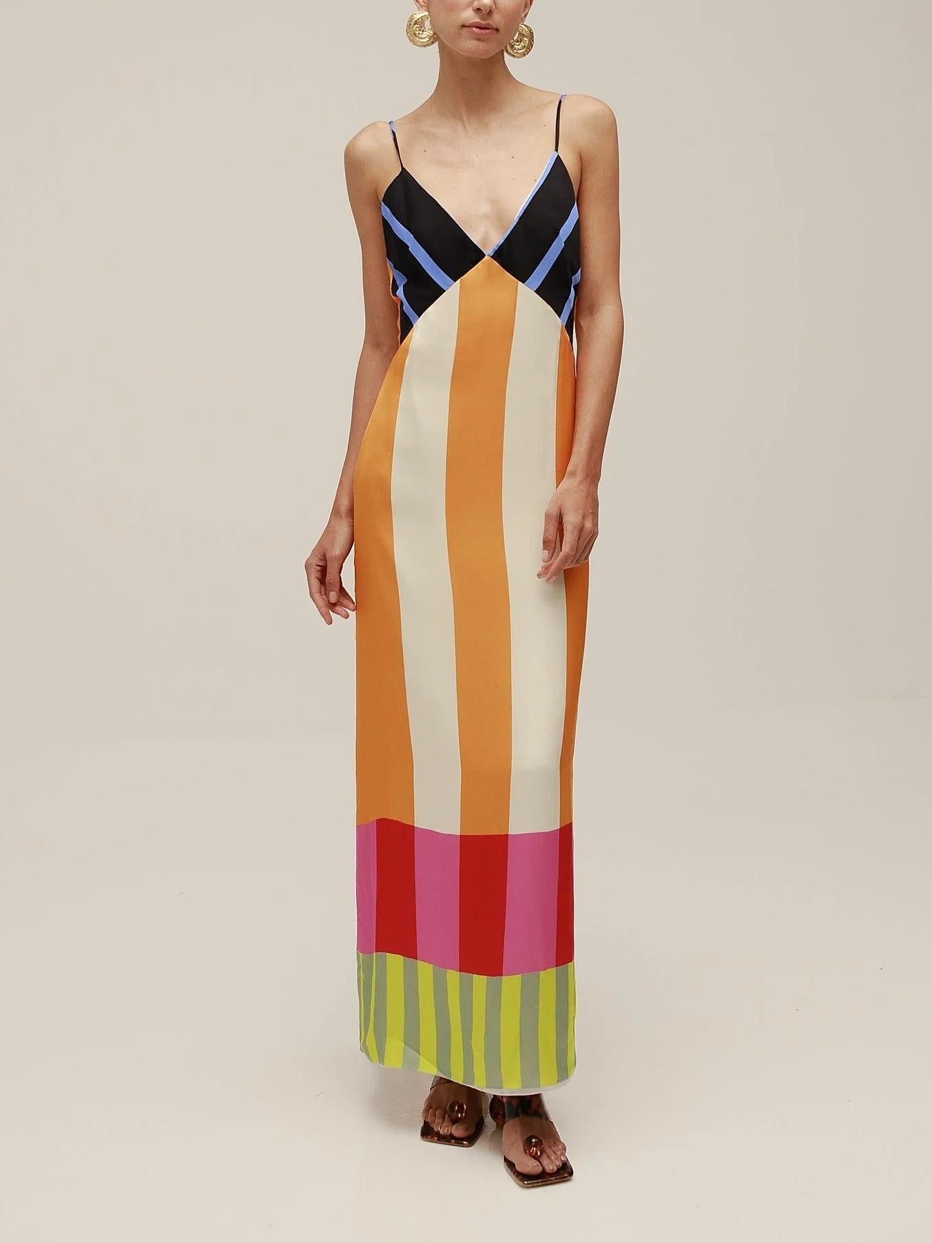 PALOMA | VESTIDO MAXI COLORIDO A RAYAS