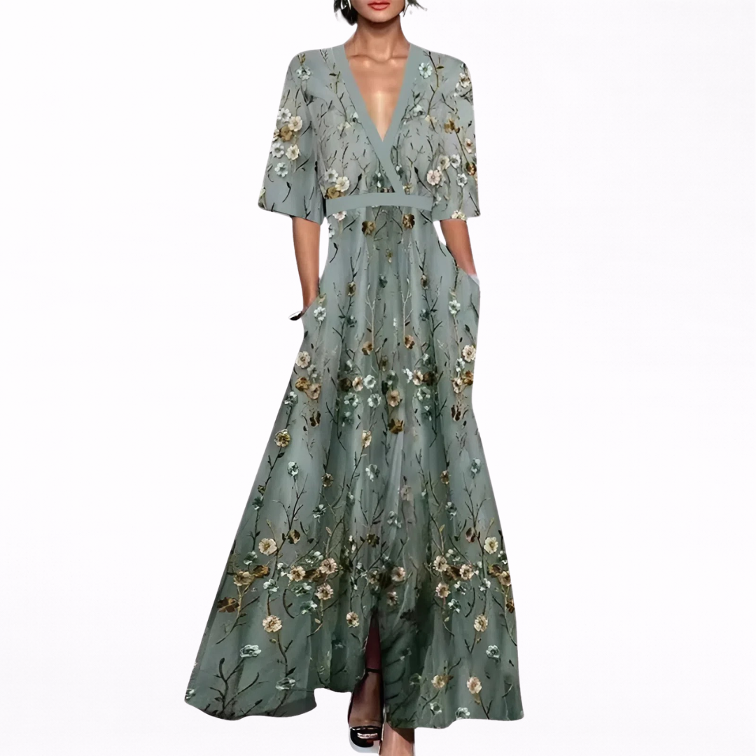 ALMA | VESTIDO LARGO ELEGANTE CON FLORES