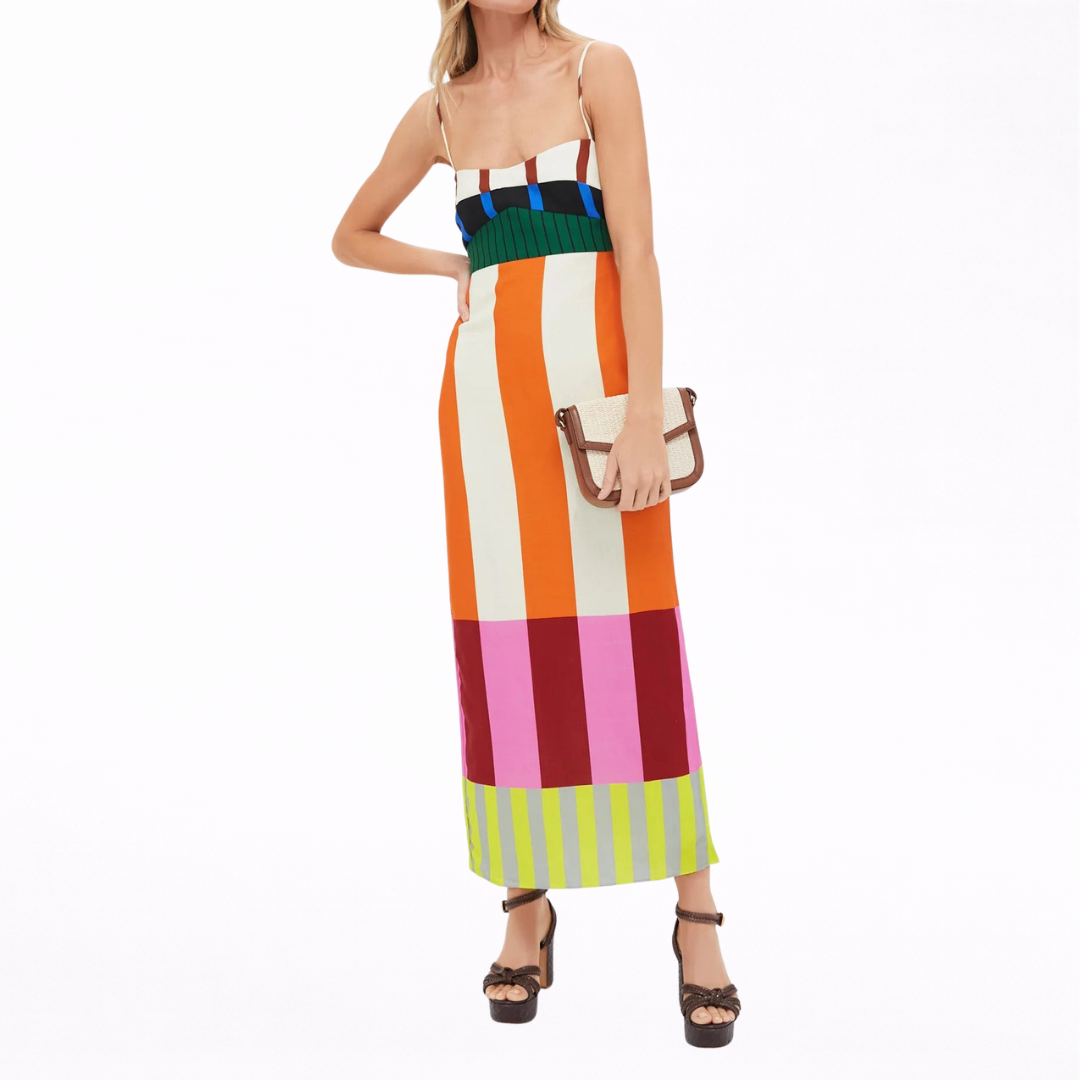 PALOMA | VESTIDO MAXI COLORIDO A RAYAS