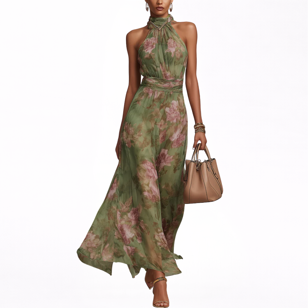 LIVIA | VESTIDO MAXI HALTER FLORAL