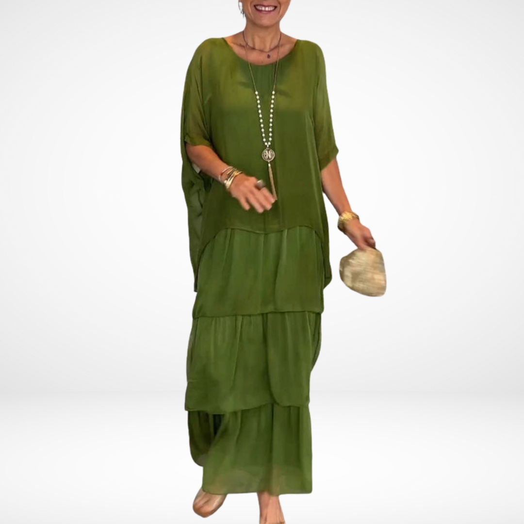 LUCÍA | VESTIDO LARGO DE ESTÉTICA RELAJADA Y VOLUMEN SOFISTICADO