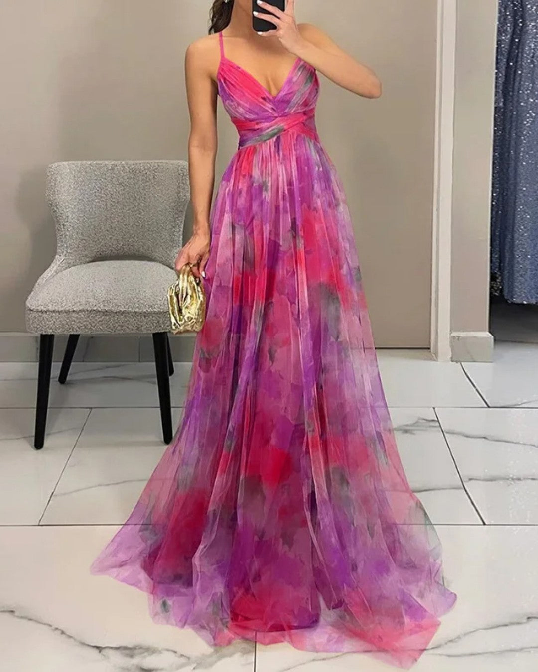 Giselle | Encantador vestido maxi con estampado floral