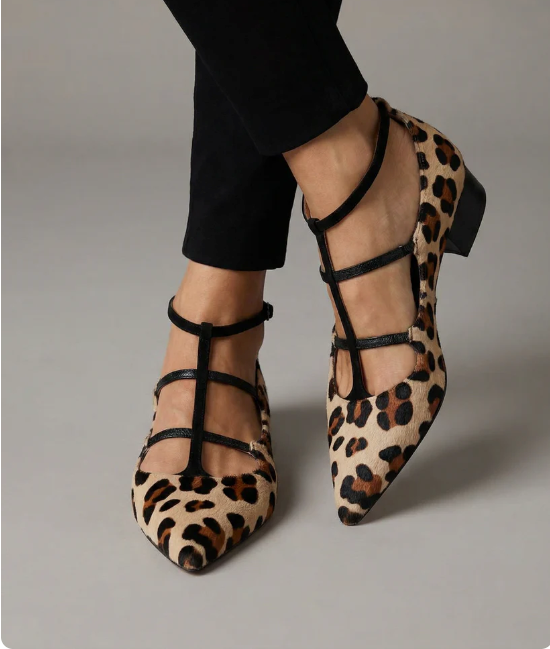 BRIDGET - ZAPATOS CON TACÓN Y TIRA LEOPARDO