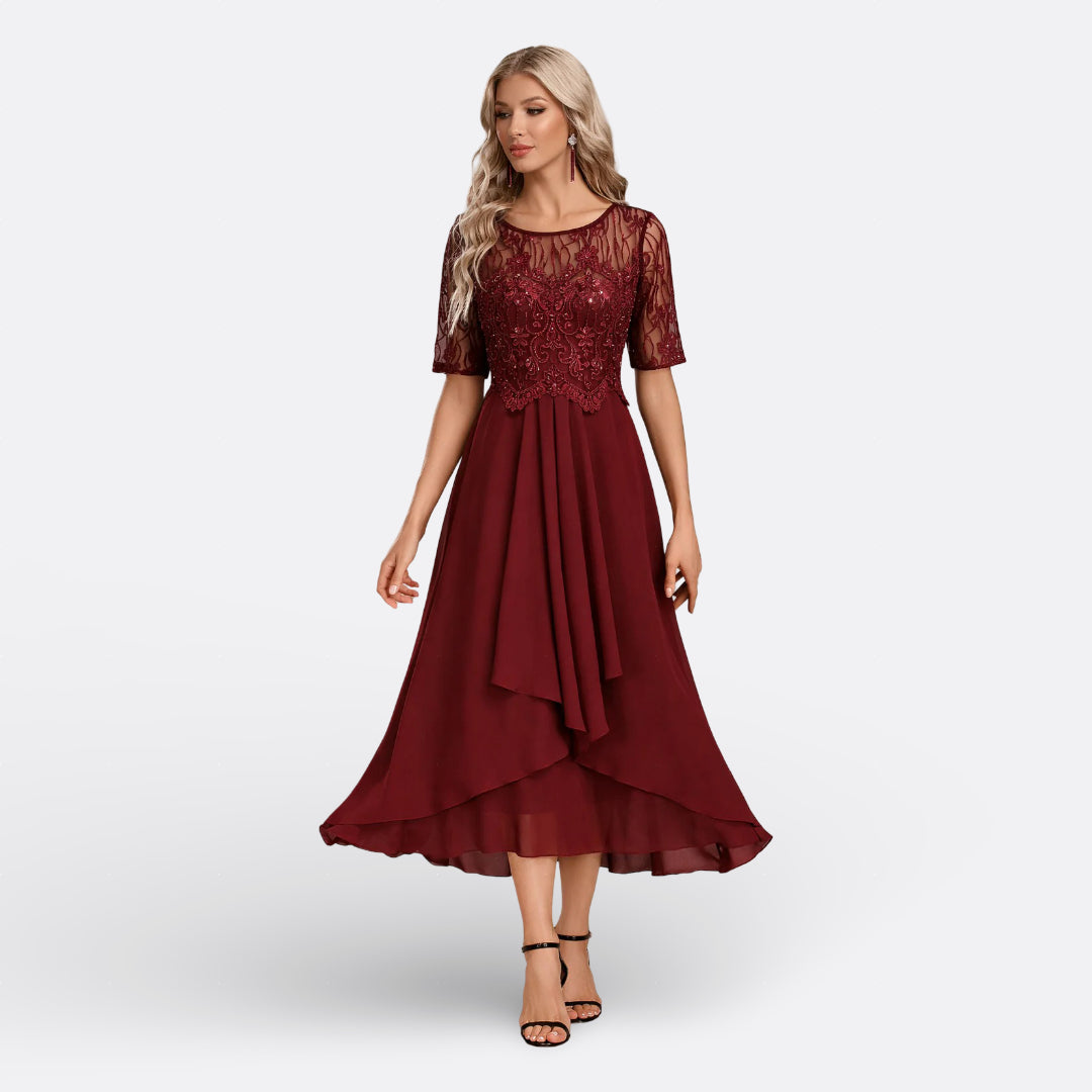 MARIANA - VESTIDO DE ENCAJE CON MANGAS CORTAS
