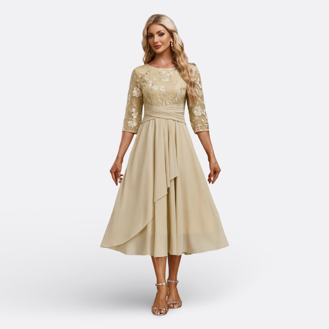 MARIANA - VESTIDO DE ENCAJE CON MANGAS CORTAS