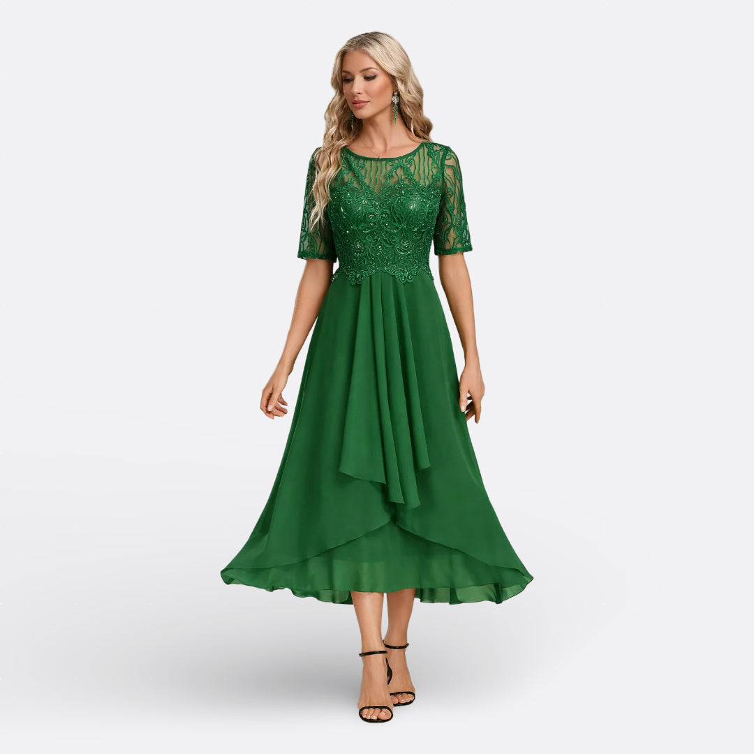 MARIANA - VESTIDO DE ENCAJE CON MANGAS CORTAS