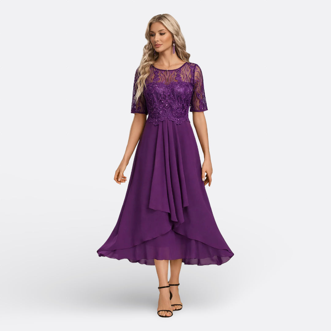 MARIANA - VESTIDO DE ENCAJE CON MANGAS CORTAS