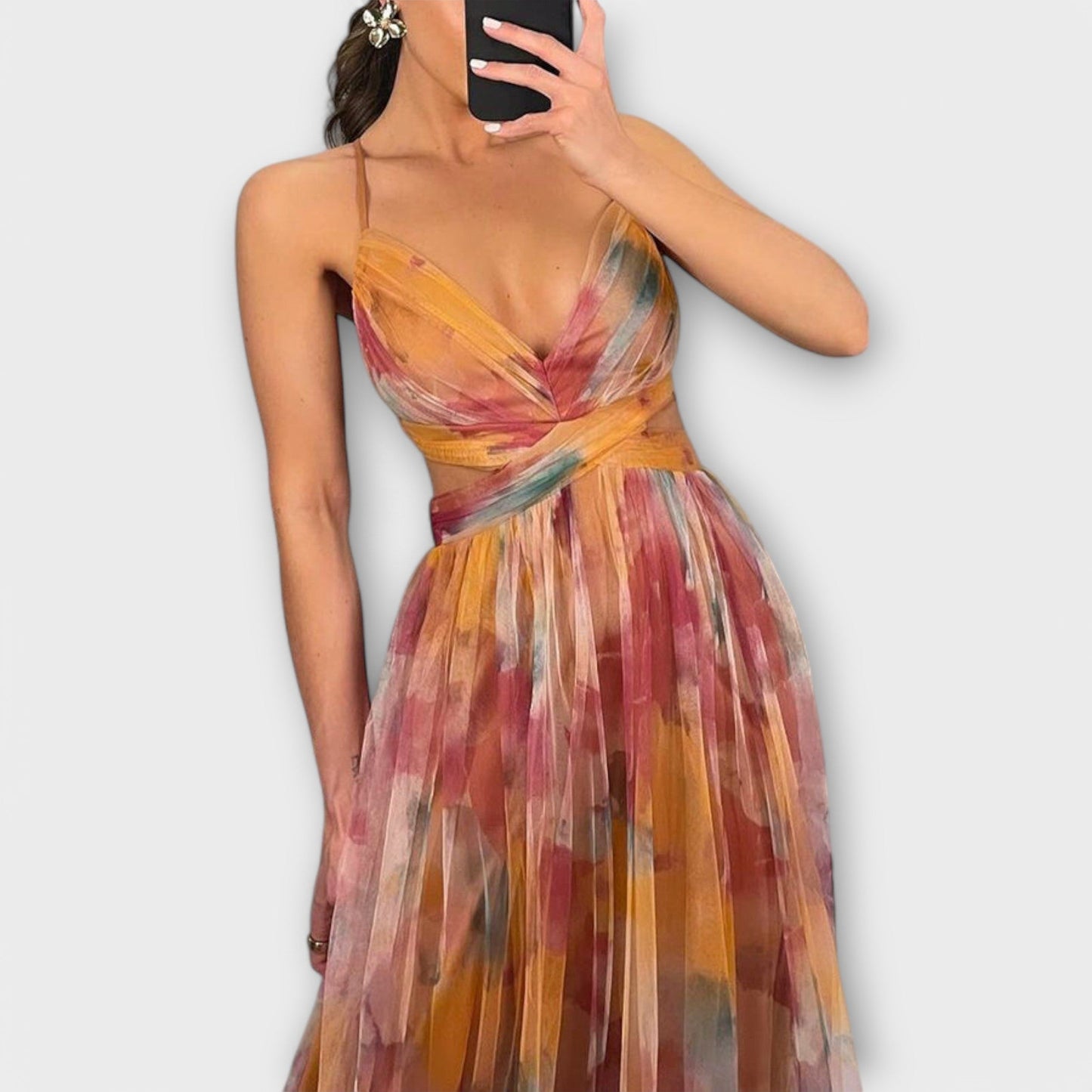 AURORA | VESTIDO LARGO ESTAMPADO Y CORTE ENVOLVENTE