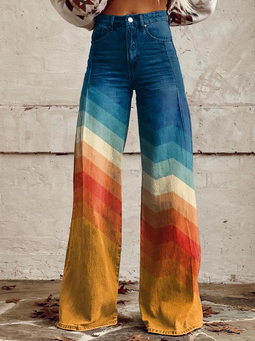 LÉA - PANTALONES RETRO ELEGANTES CON ZIGZAG