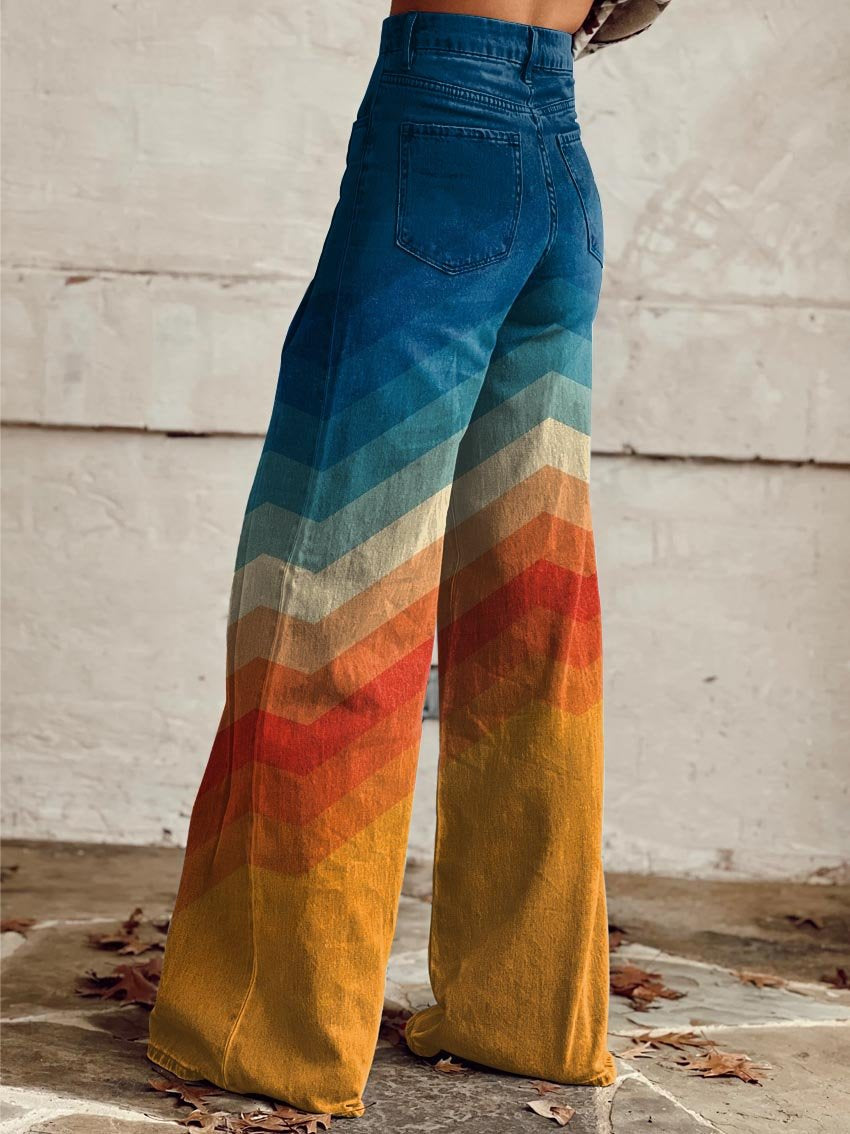 LÉA - PANTALONES RETRO ELEGANTES CON ZIGZAG